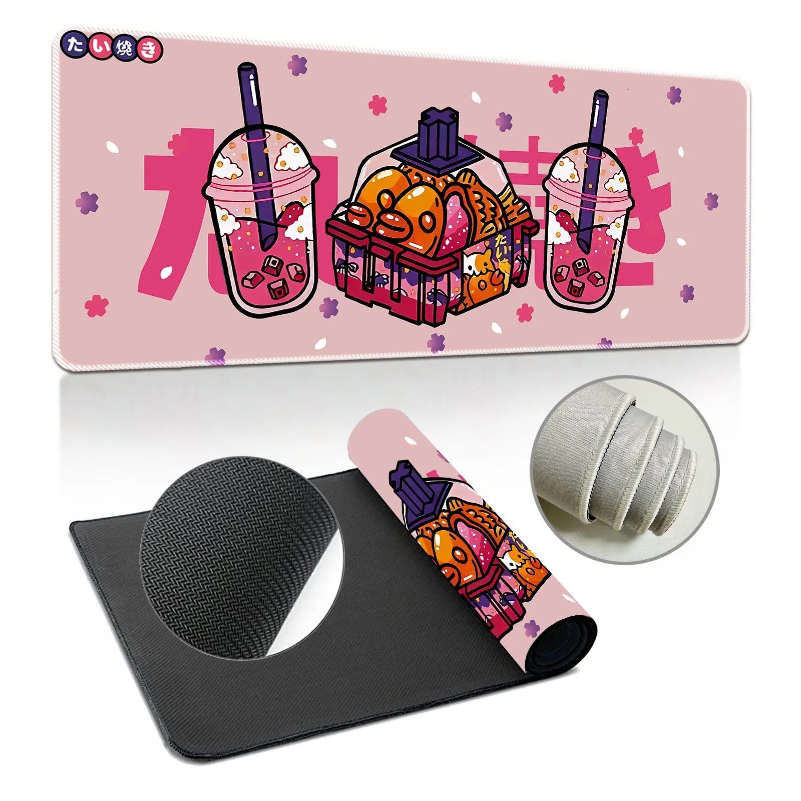 Extra large thickened natural rubber desk mat mouse pad with printed design on a desk