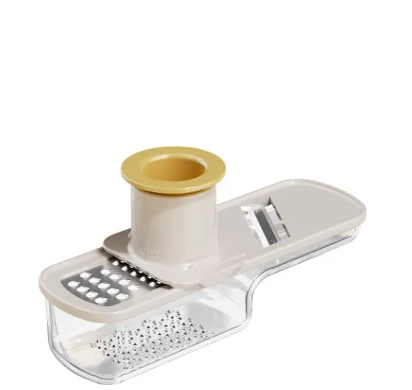 Stainless steel three-in-one ginger garlic grinder and potato slicer in beige colour