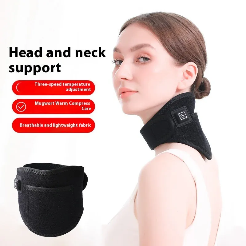 Electric physiotherapy heating shoulder pad with USB moxibustion hot compress for cold-proof shoulder support, black strap design