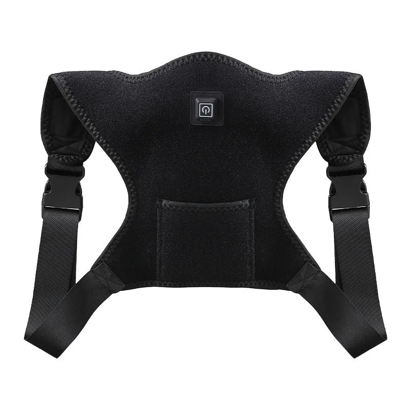 Electric physiotherapy heating shoulder pad with USB moxibustion hot compress for cold-proof shoulder support, black strap design