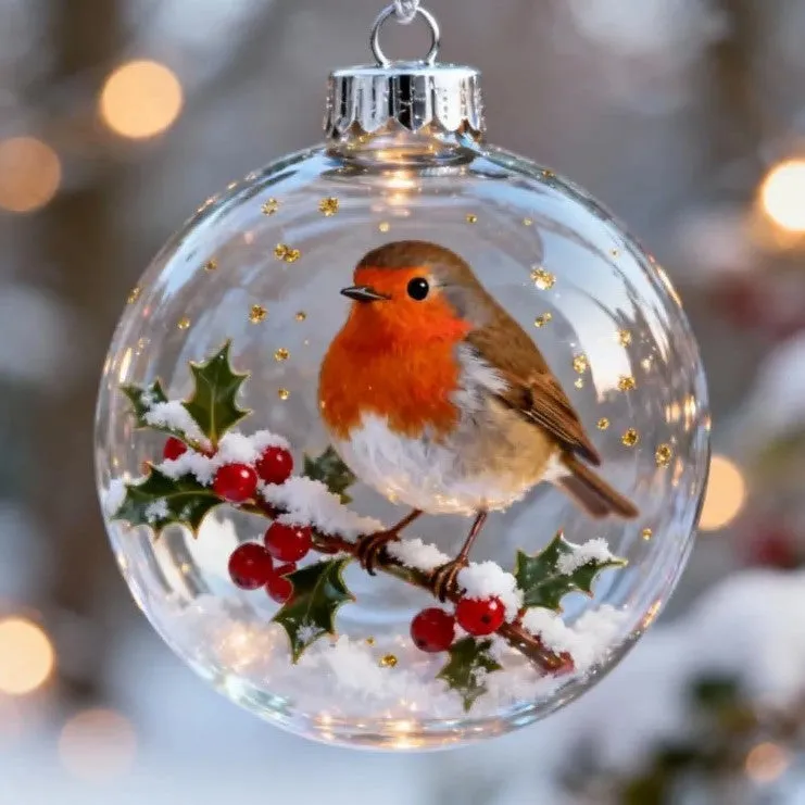 Clear faceted crystal bird pendant ornament 7cm with hanging loop, hummingbird design
