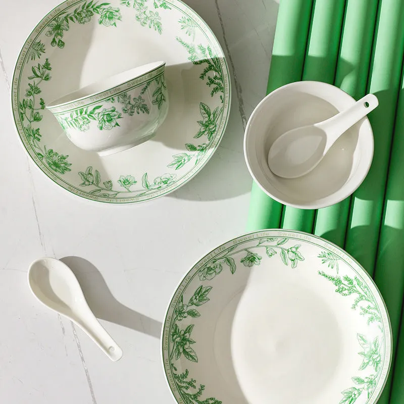 16-piece porcelain tableware set with glazed colour map design includes bowls spoons and plates