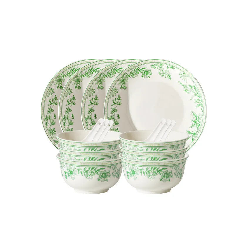 16-piece porcelain tableware set with glazed colour map design includes bowls spoons and plates