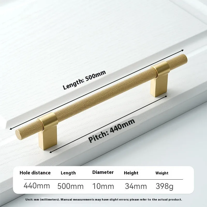 Brass knurled cabinet handle with polished sealed glaze finish in American style