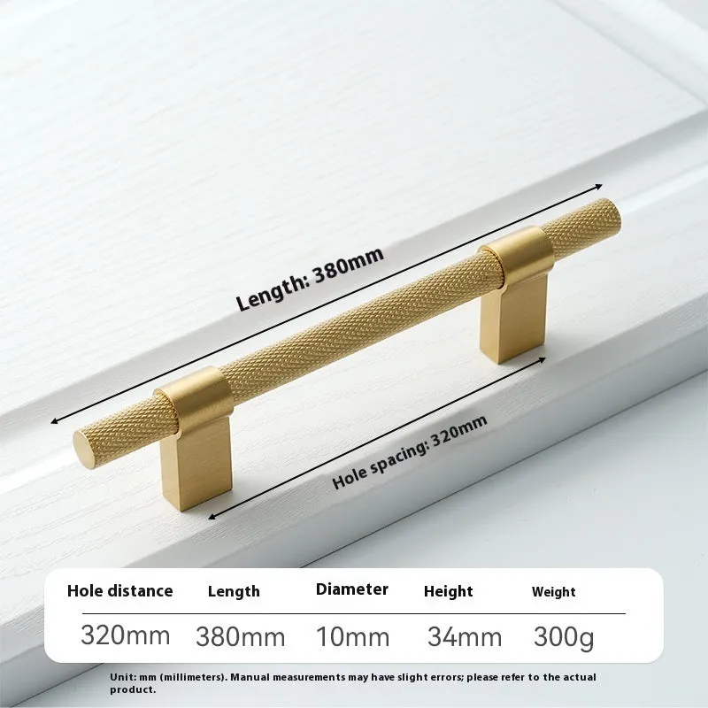 Brass knurled cabinet handle with polished sealed glaze finish in American style