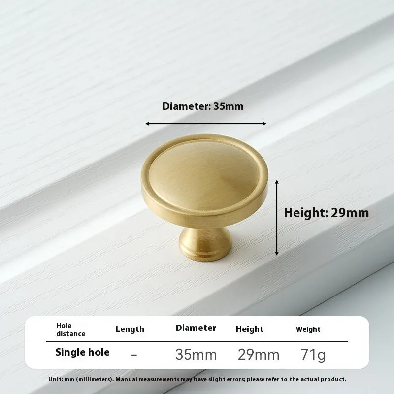Brass knurled cabinet handle with polished sealed glaze finish in American style