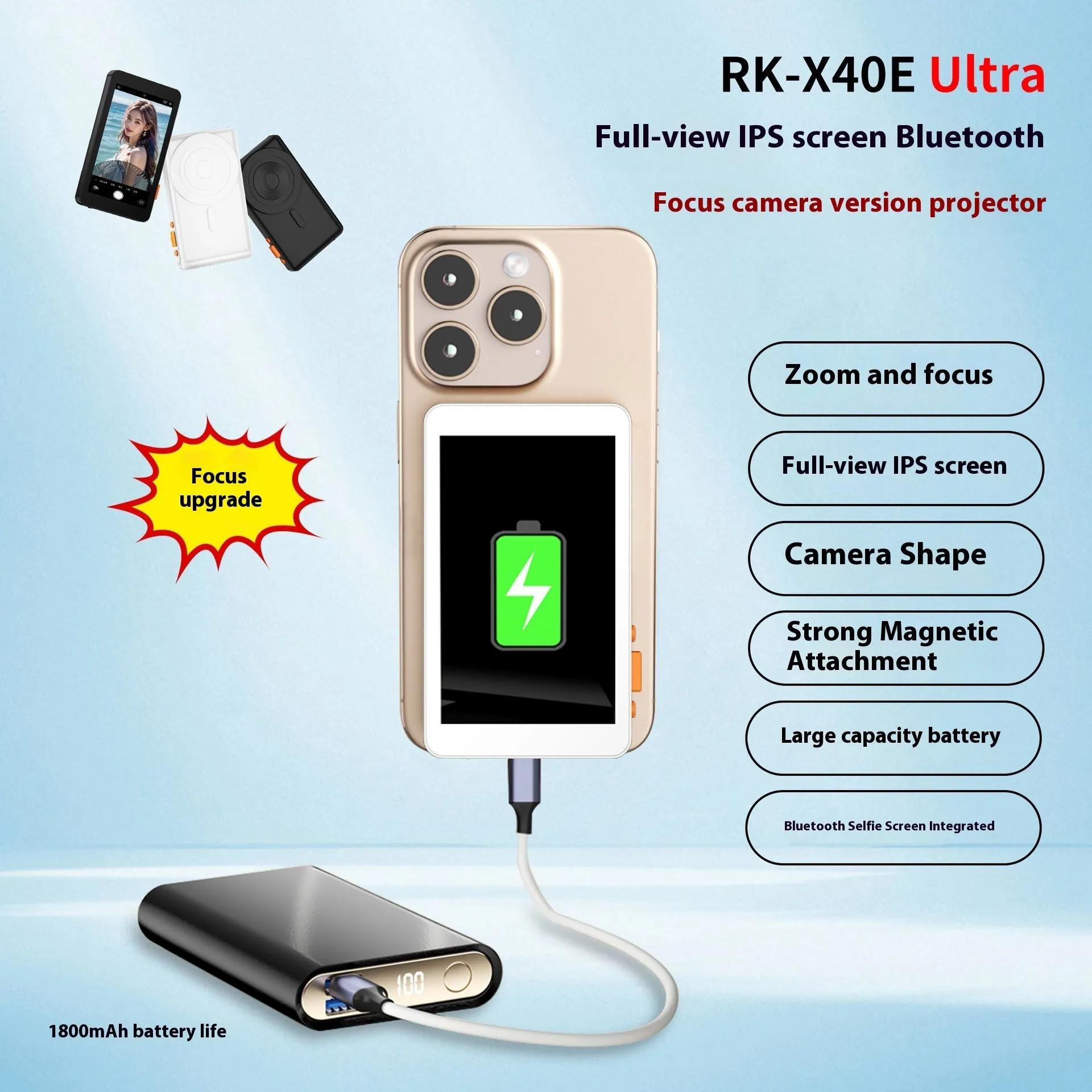 RK X40E Ultra wireless magnetic multi-monitoring device with 4-inch screen in black plastic