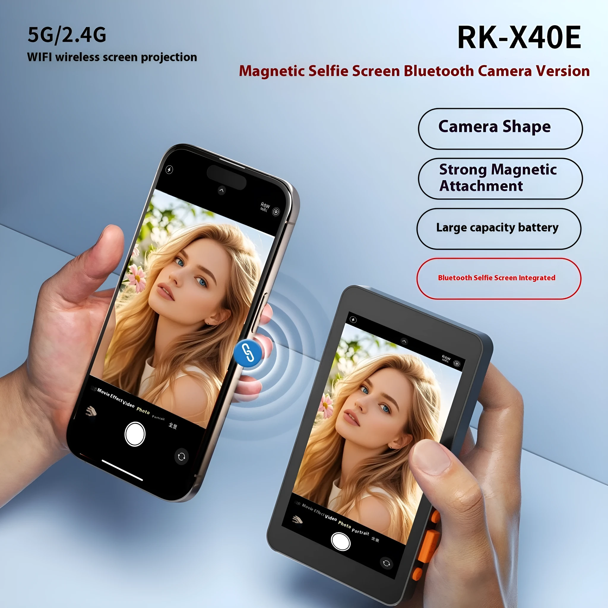 RK X40E Ultra wireless magnetic multi-monitoring device with 4-inch screen in black plastic