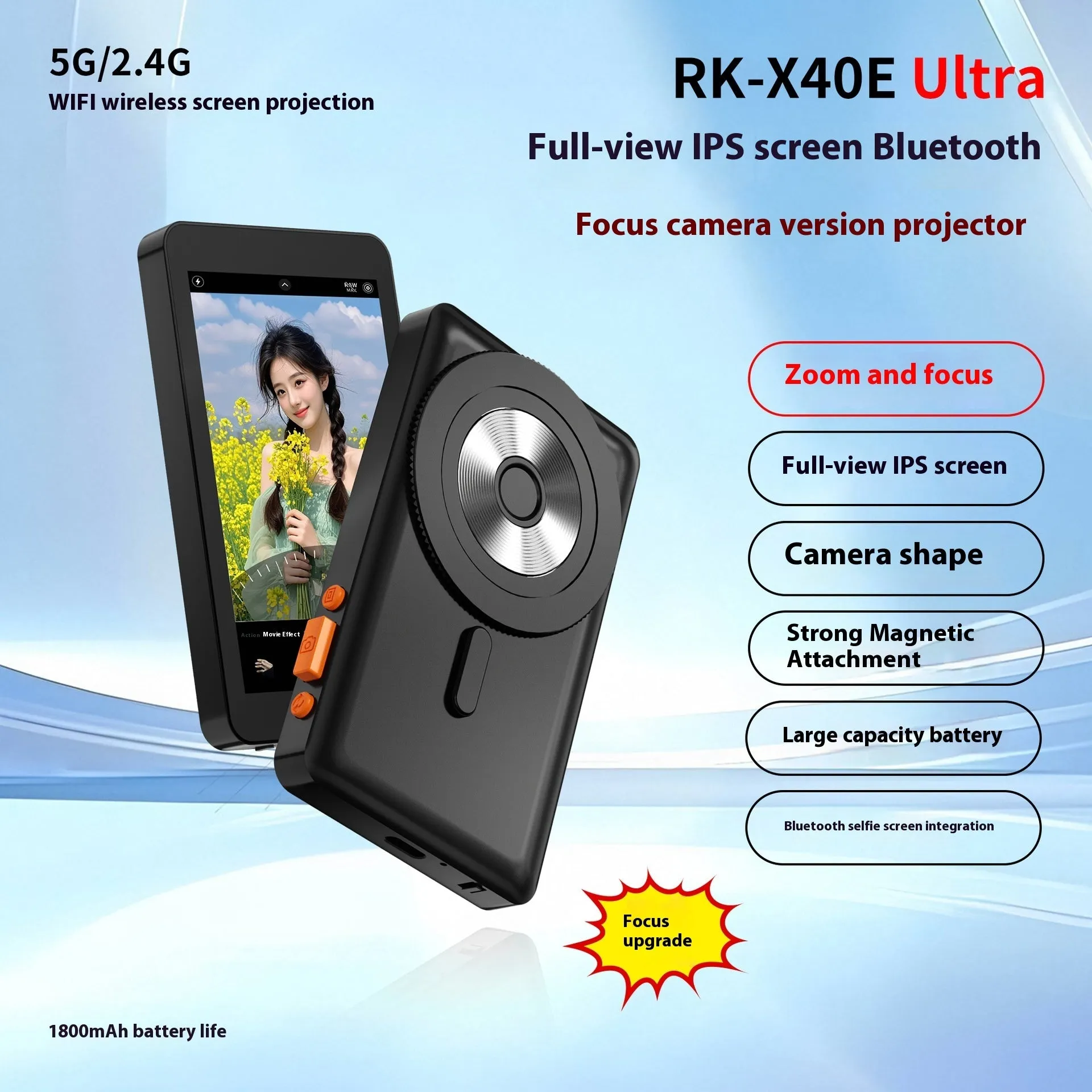 RK X40E Ultra wireless magnetic multi-monitoring device with 4-inch screen in black plastic