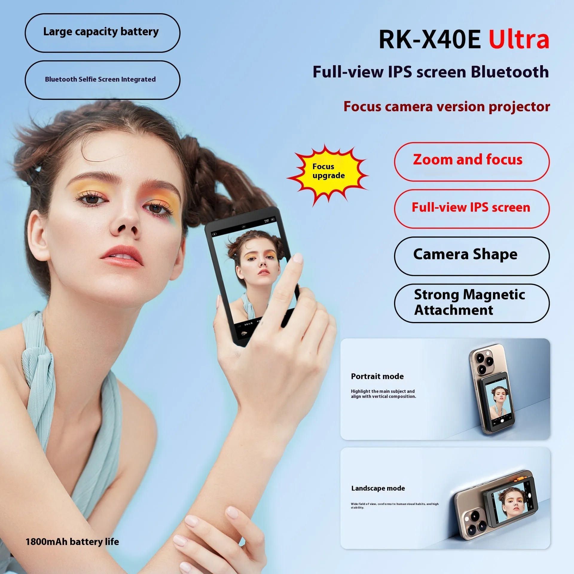 RK X40E Ultra wireless magnetic multi-monitoring device with 4-inch screen in black plastic