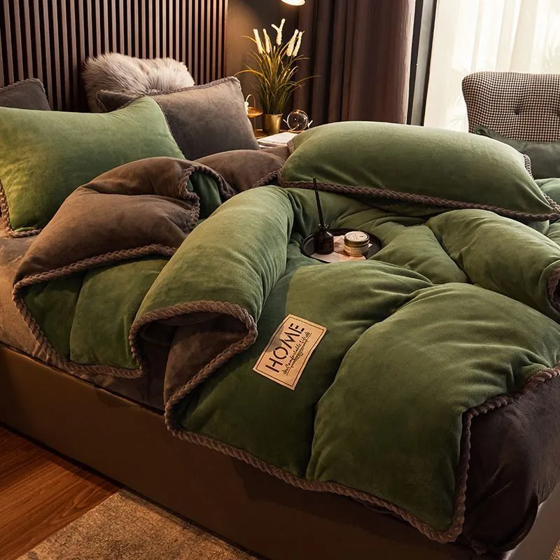 Coral fleece and velvet thick duvet cover in solid colour, polyester, twill weave, available in multiple sizes