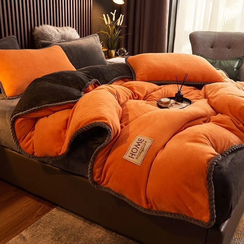 Coral fleece and velvet thick duvet cover in solid colour, polyester, twill weave, available in multiple sizes