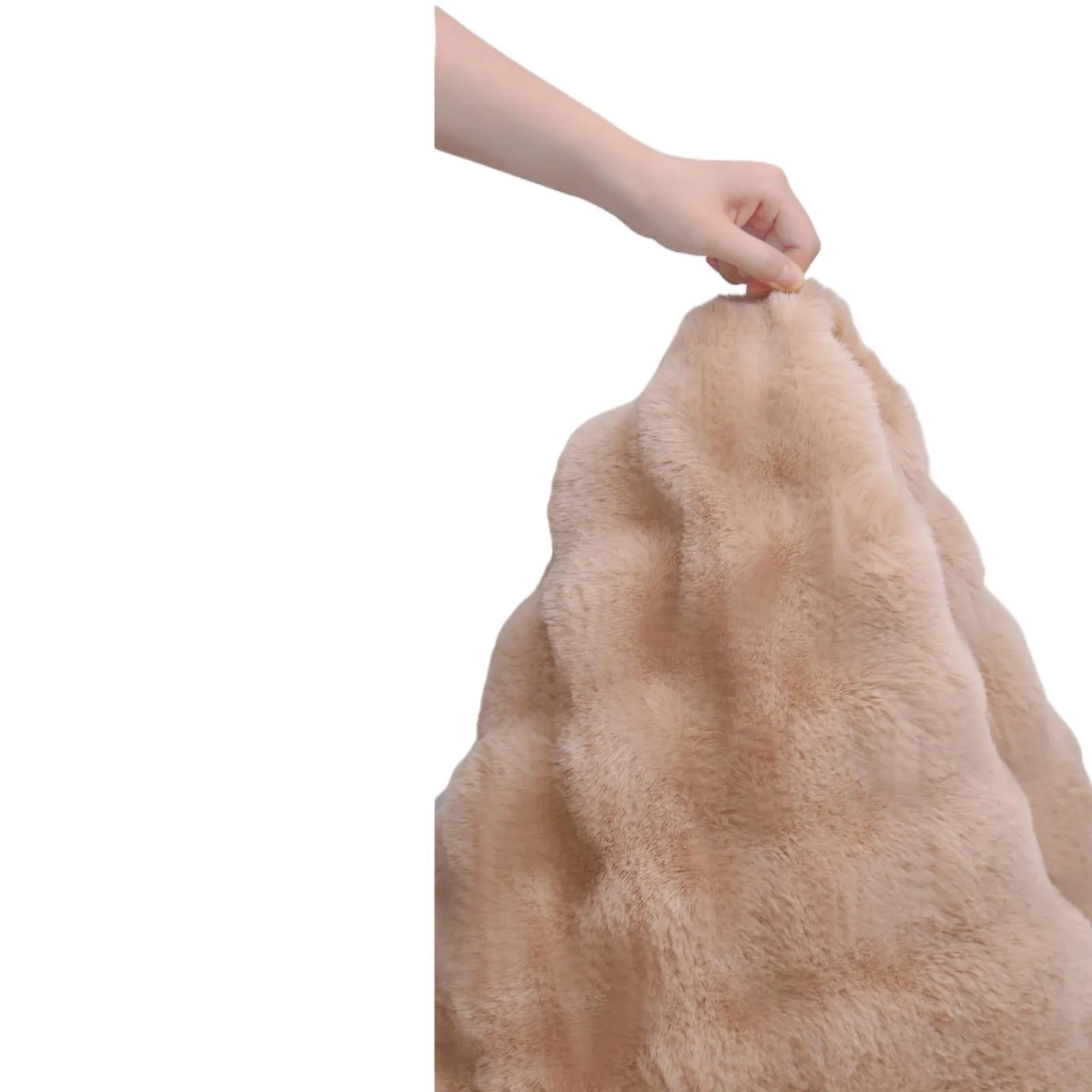 Solid colour imitation rabbit plush carpet in French cream style for living room, machine washable, 160x230cm