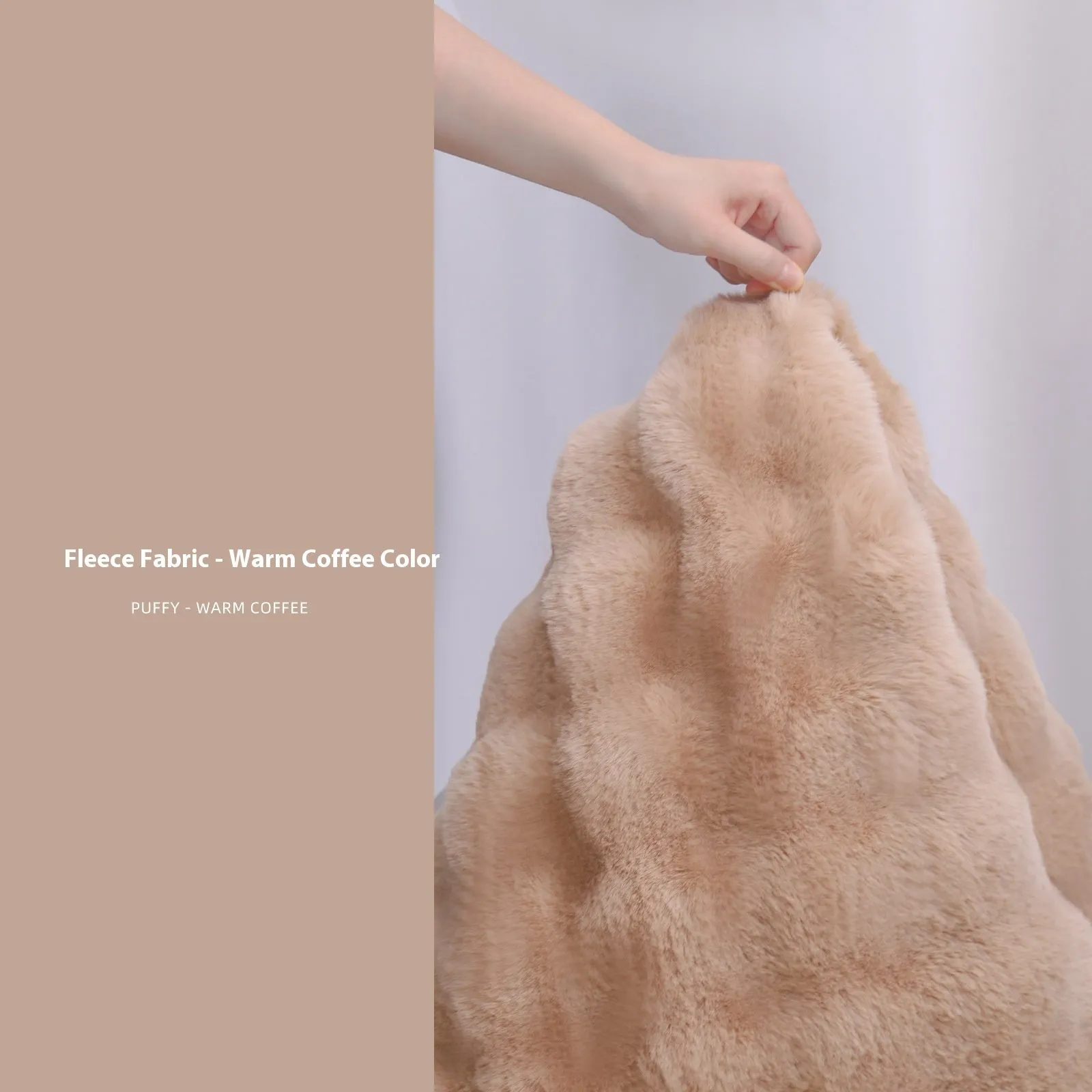 Solid colour imitation rabbit plush carpet in French cream style for living room, machine washable, 160x230cm