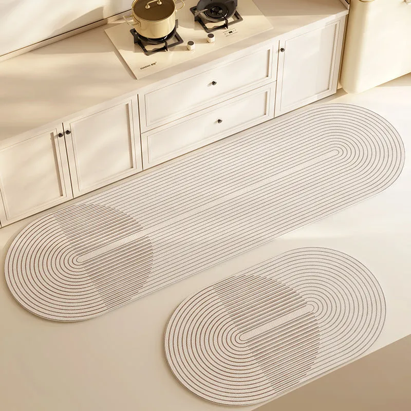 Oval diatom ooze kitchen floor mat with printed stripe pattern, available in multiple sizes and colours
