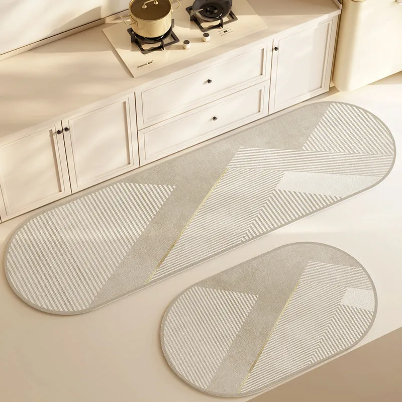 Oval diatom ooze kitchen floor mat with printed stripe pattern, available in multiple sizes and colours