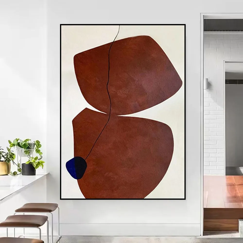 Hand-painted abstract wabi-sabi oil painting on canvas, unstretched and frameless, 60x90cm size, modern minimalist decor for living room