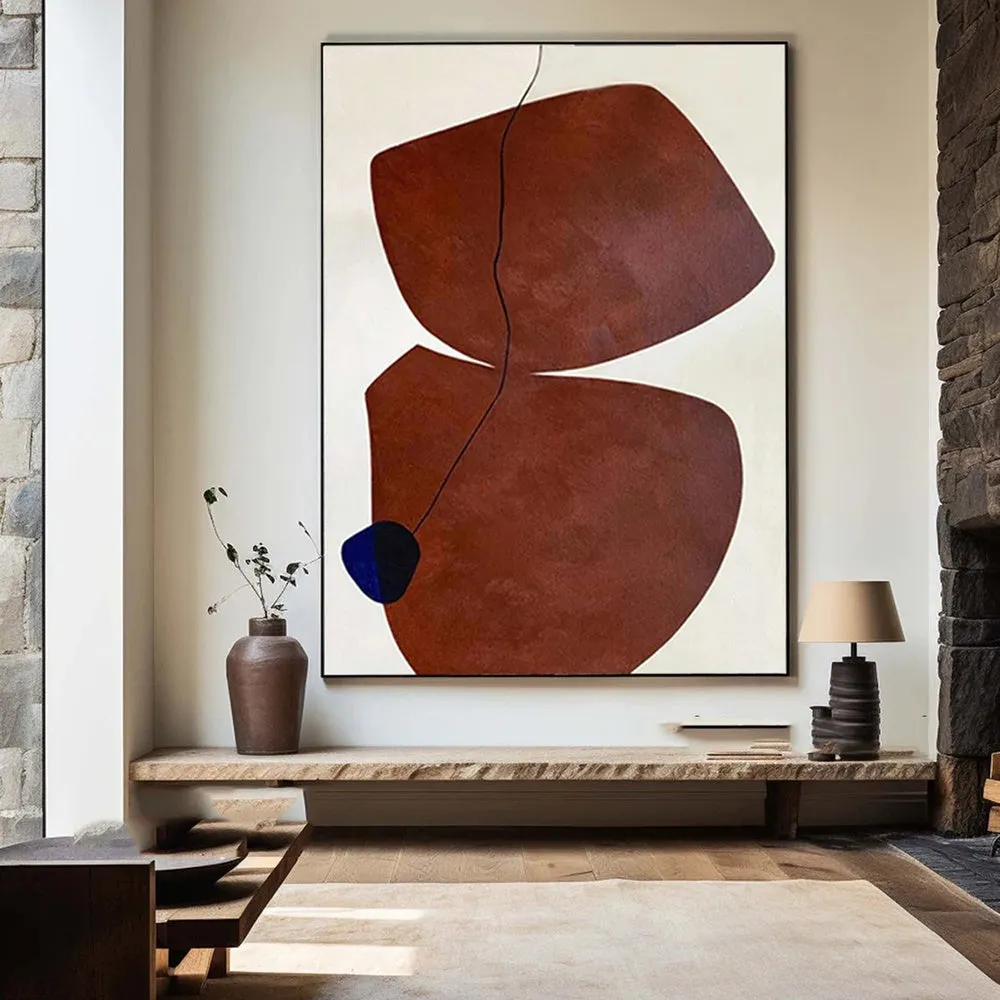 Hand-painted abstract wabi-sabi oil painting on canvas, unstretched and frameless, 60x90cm size, modern minimalist decor for living room