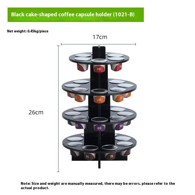 Acrylic rotatable coffee capsule storage rack in solid colour with pad glaze surface