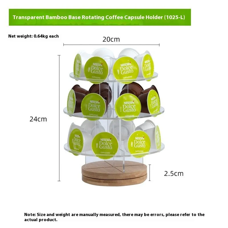 Acrylic rotatable coffee capsule storage rack in solid colour with pad glaze surface