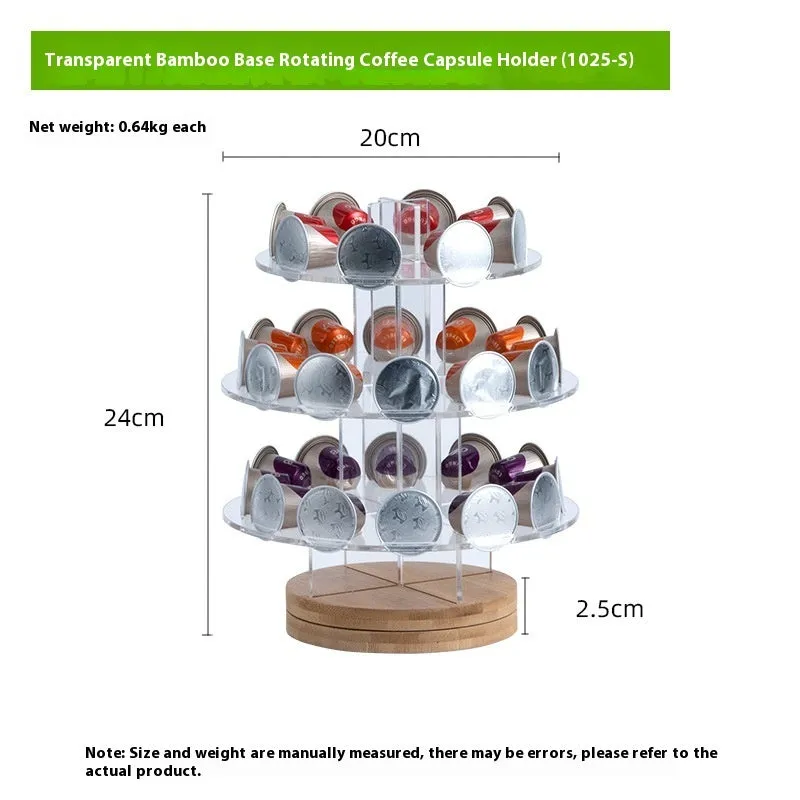 Acrylic rotatable coffee capsule storage rack in solid colour with pad glaze surface