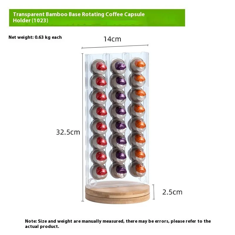Acrylic rotatable coffee capsule storage rack in solid colour with pad glaze surface
