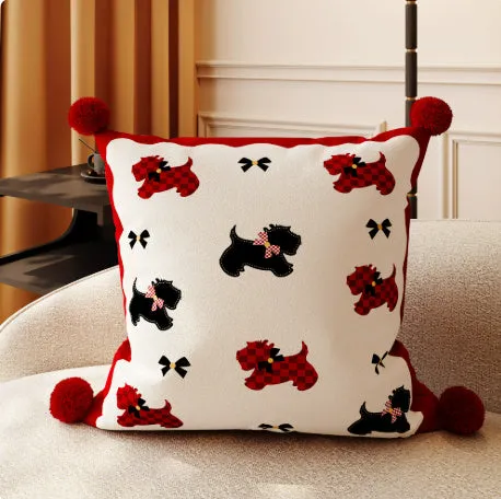 Square bedroom bedside cushion with Xi character pattern in red, 45x45cm size, decorative pillow