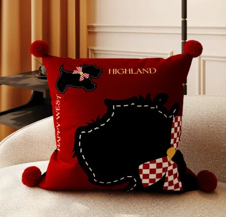 Square bedroom bedside cushion with Xi character pattern in red, 45x45cm size, decorative pillow