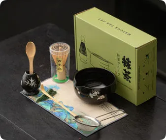 Guyun matcha eight-piece ceramic set including bowl, stand, spoon, strainer, sifter, mat, and Jiangshan shelf in Chinese style