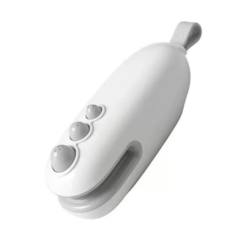 Mini automatic electric thermal sealing machine in ivory white with USB cable, ABS body, 12.2cm length