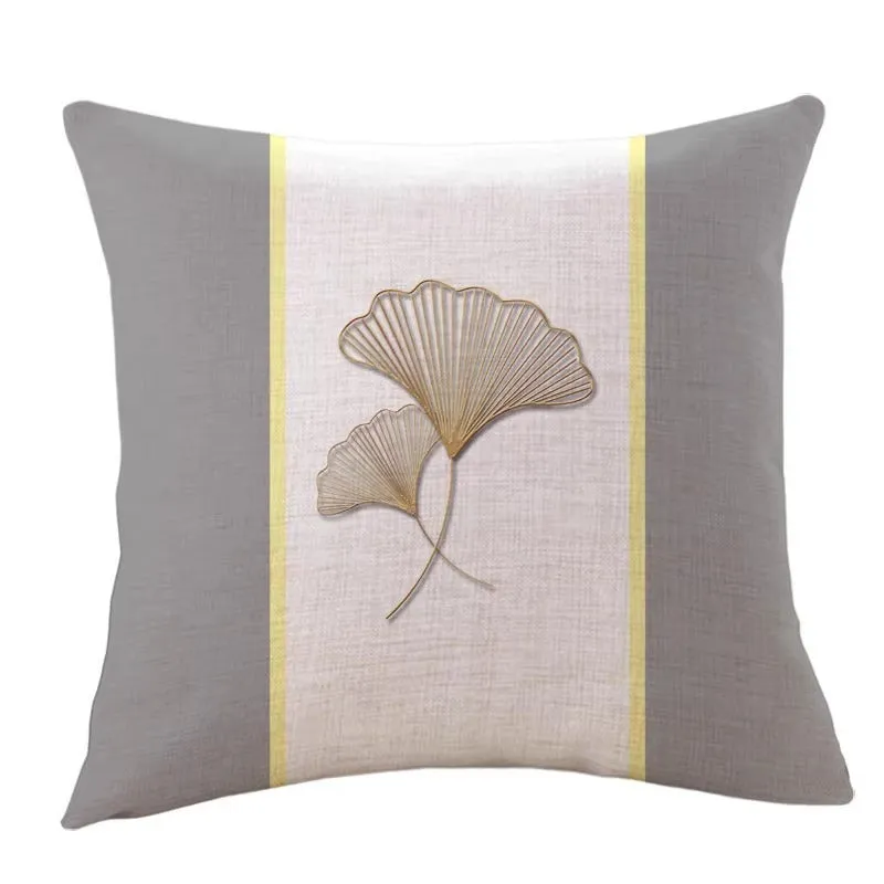 Ginkgo leaf printed square cushion cover on a sofa, available in multiple colours and sizes