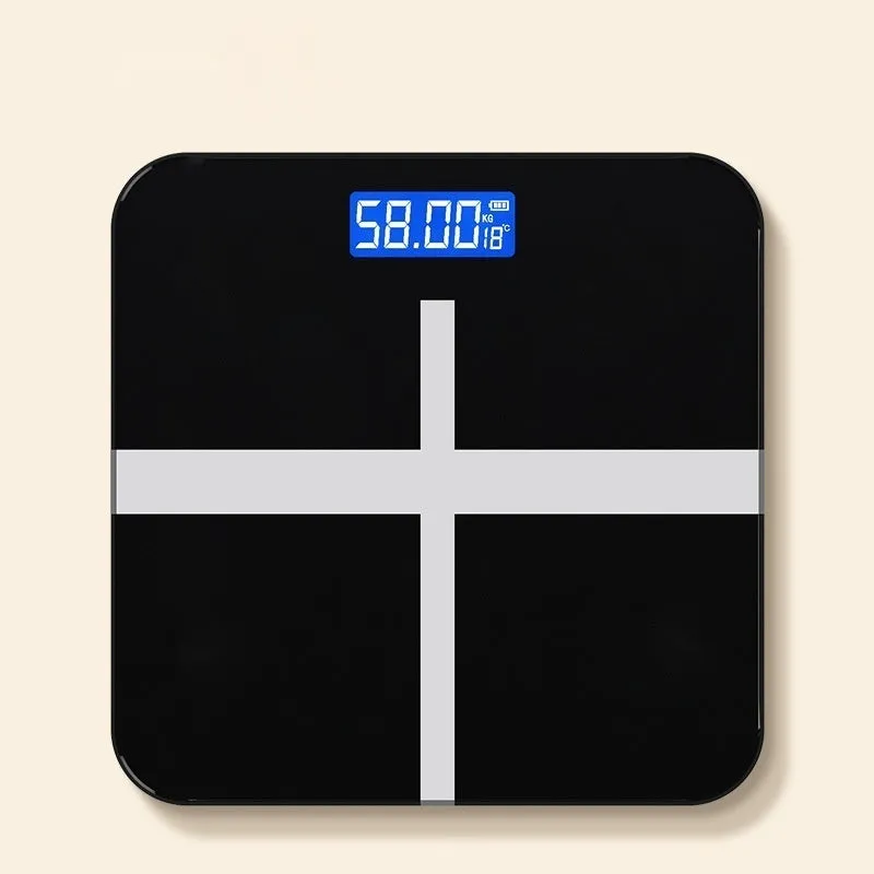 26x26cm household weighing scale showing multiple colour options including Cross Ice Crystal White, Piano Black and Rose Gold finishes