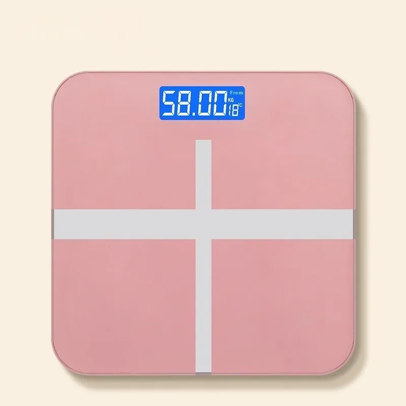 26x26cm household weighing scale showing multiple colour options including Cross Ice Crystal White, Piano Black and Rose Gold finishes