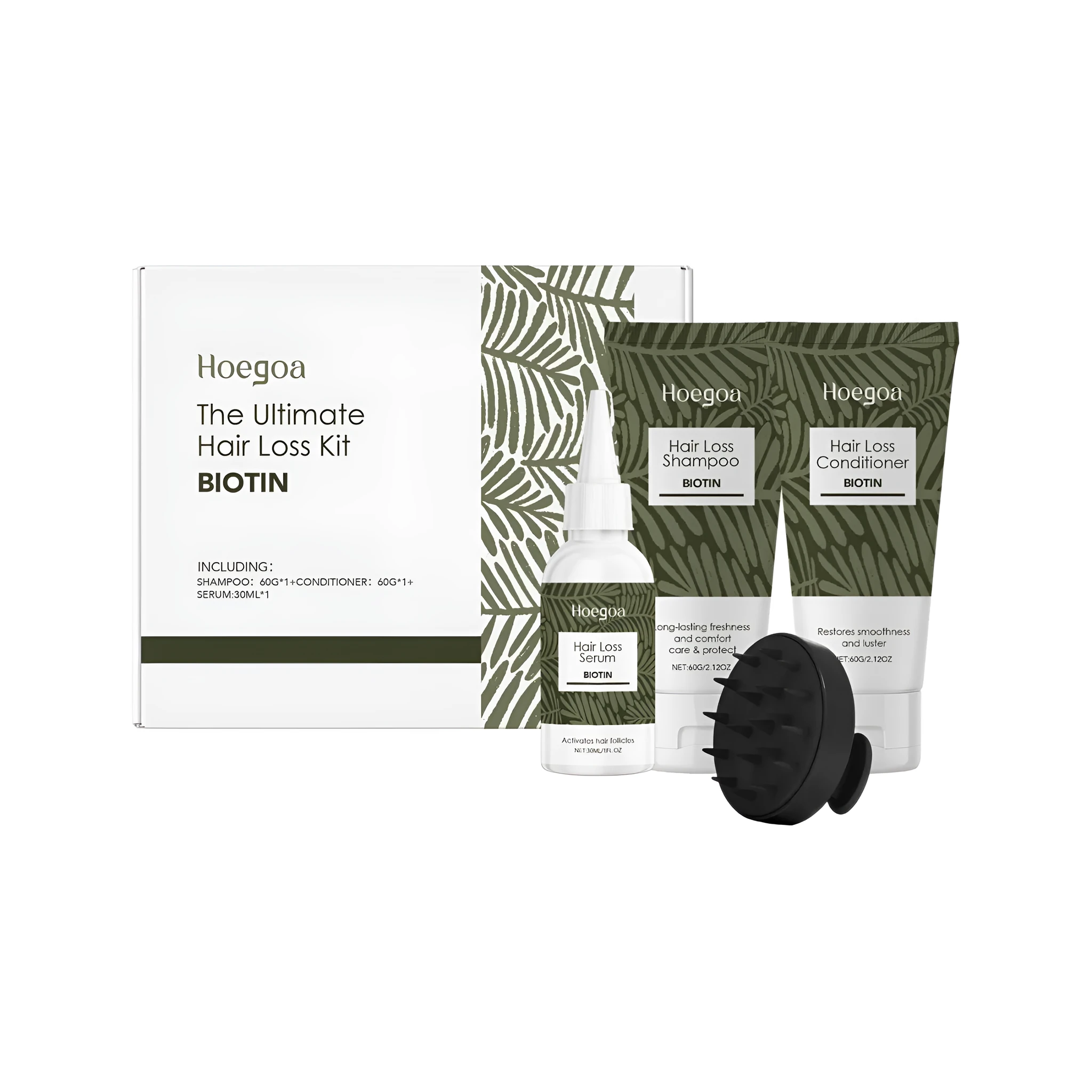 HOEGOA hair loss kit with shampoo conditioner hair essence and massage comb