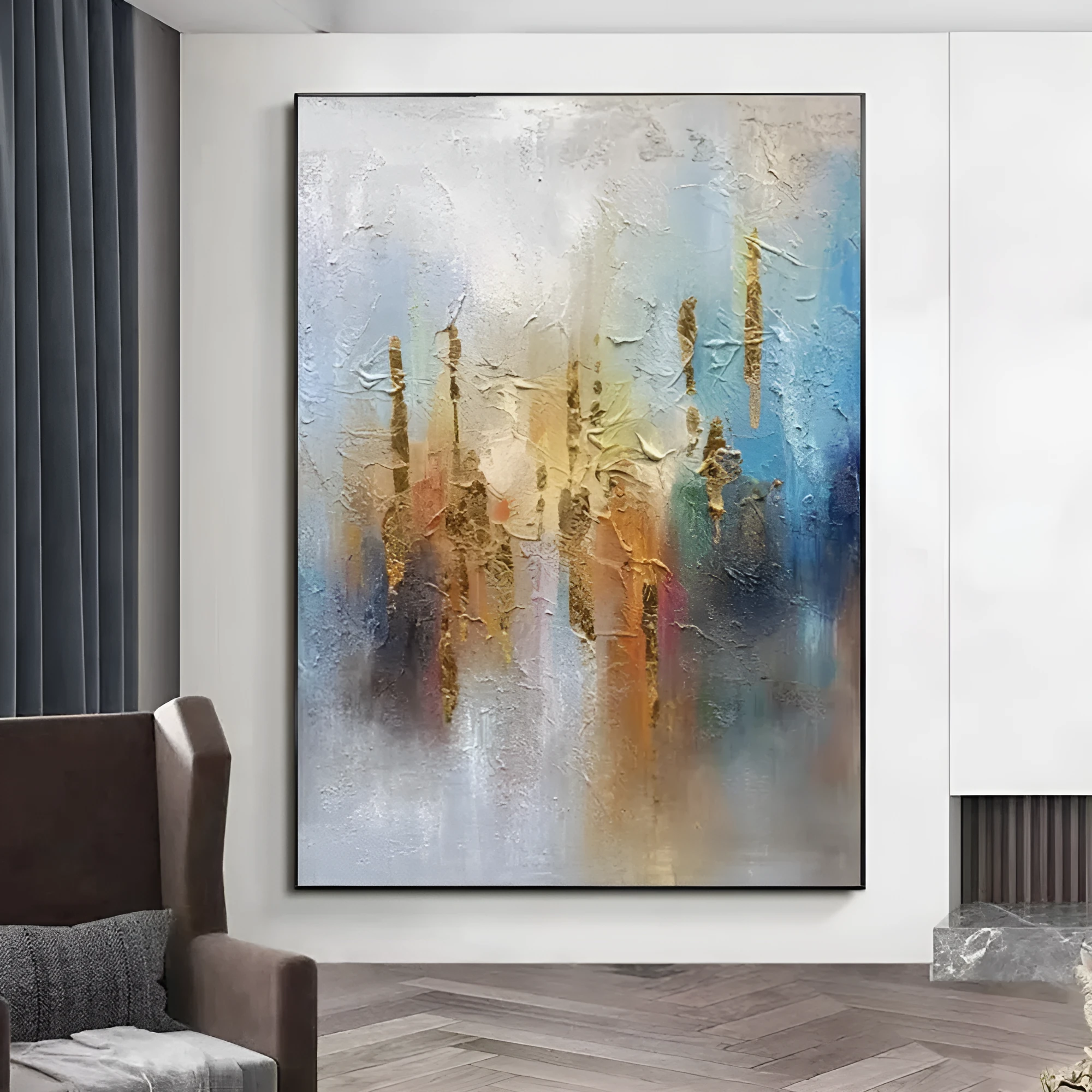 Handmade oil painting canvas wall art modern abstract unstretched frameless decor