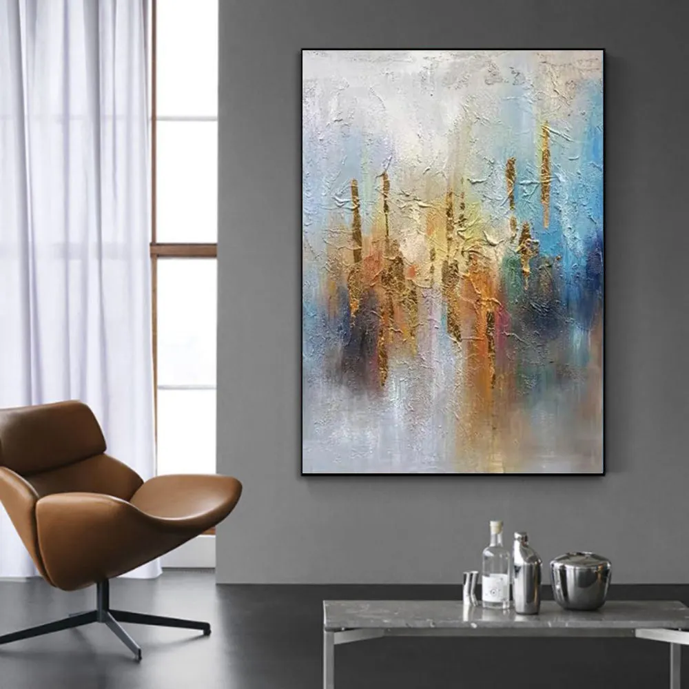 Handmade oil painting canvas wall art modern abstract unstretched frameless decor