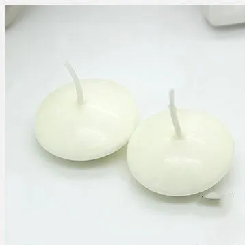 Ivory white floating candles in cylindrical shape, pack of 10 for wedding celebrations