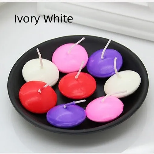 Ivory white floating candles in cylindrical shape, pack of 10 for wedding celebrations