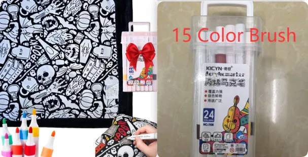 Brush set with 12 colours paintbrushes for watercolour acrylic gouache painting