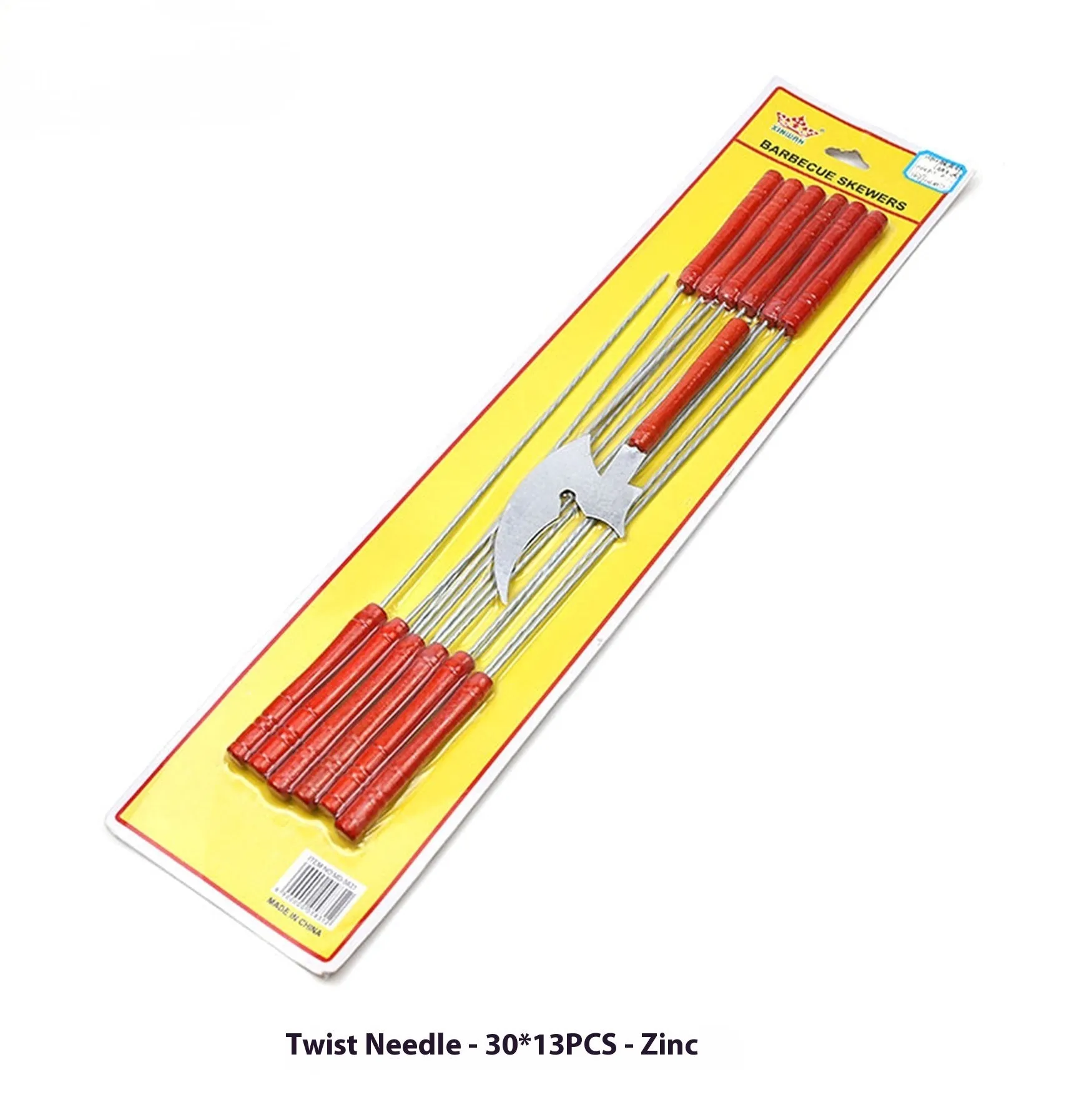 Electroplated wooden-handled small single fish grilling tool with barbecue net and tool set for BBQ