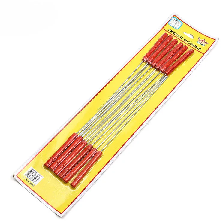 Electroplated wooden-handled small single fish grilling tool with barbecue net and tool set for BBQ