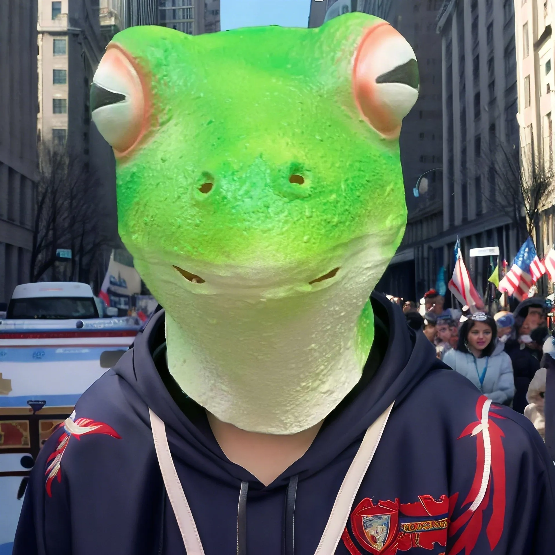 Red-eyed frog latex mask for Halloween costume, animal headgear with moulded red eyes