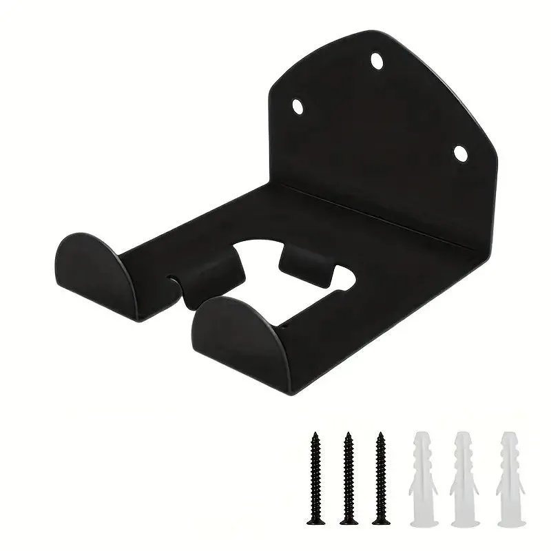Iron lawn trimmer bracket wall storage rack black 2 holes 15.5cm