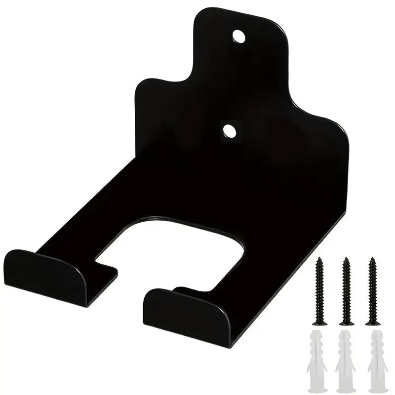 Iron lawn trimmer bracket wall storage rack black 2 holes 15.5cm