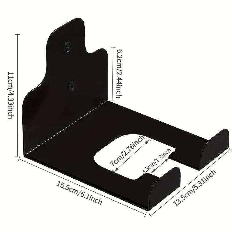 Iron lawn trimmer bracket wall storage rack black 2 holes 15.5cm