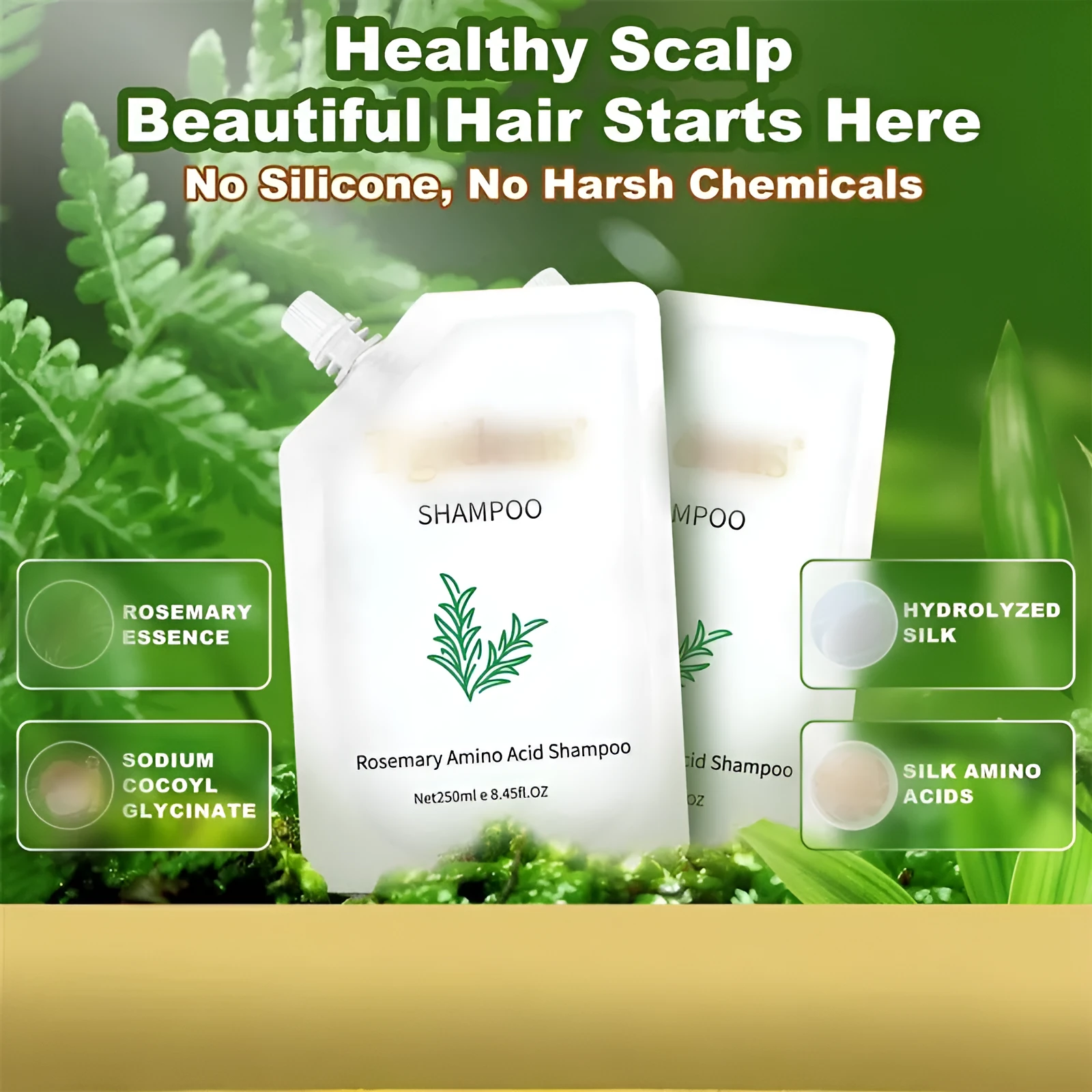 250ml bagged moisturising shampoo for daily hair care soft cleaning