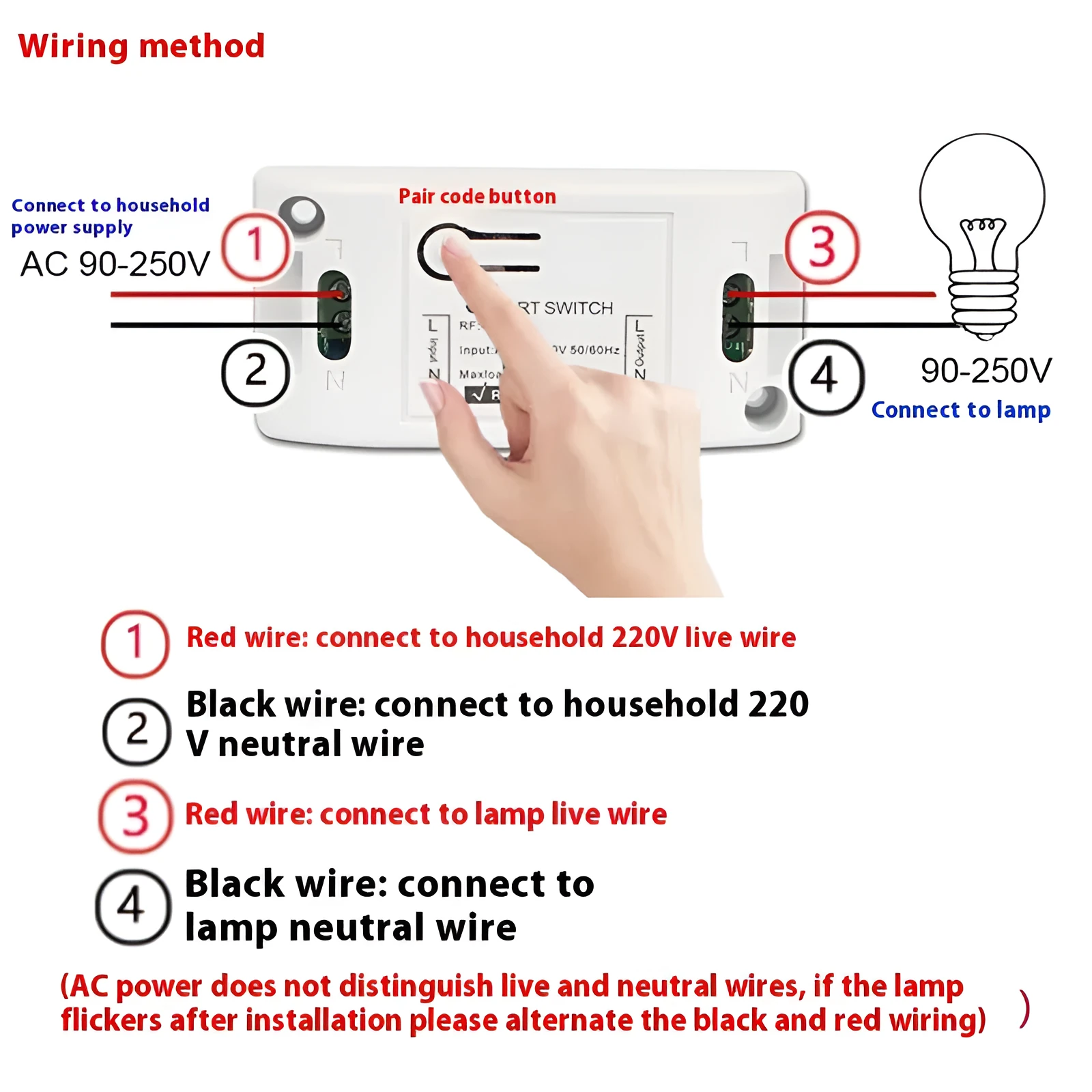 Gray mini square wireless remote receiver with 433MHz and overload protection for home use