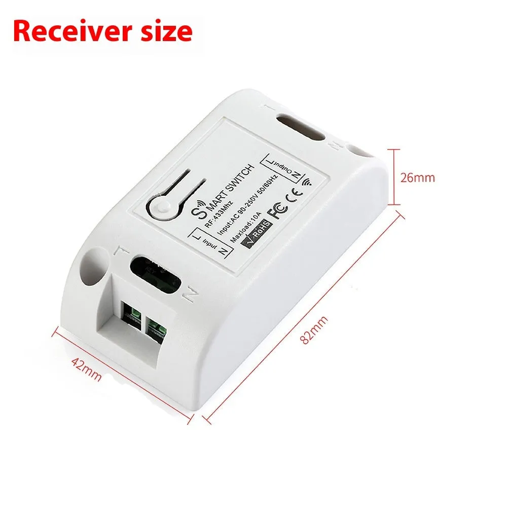 Gray mini square wireless remote receiver with 433MHz and overload protection for home use