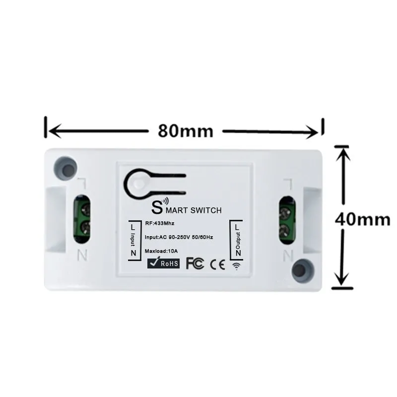Gray mini square wireless remote receiver with 433MHz and overload protection for home use
