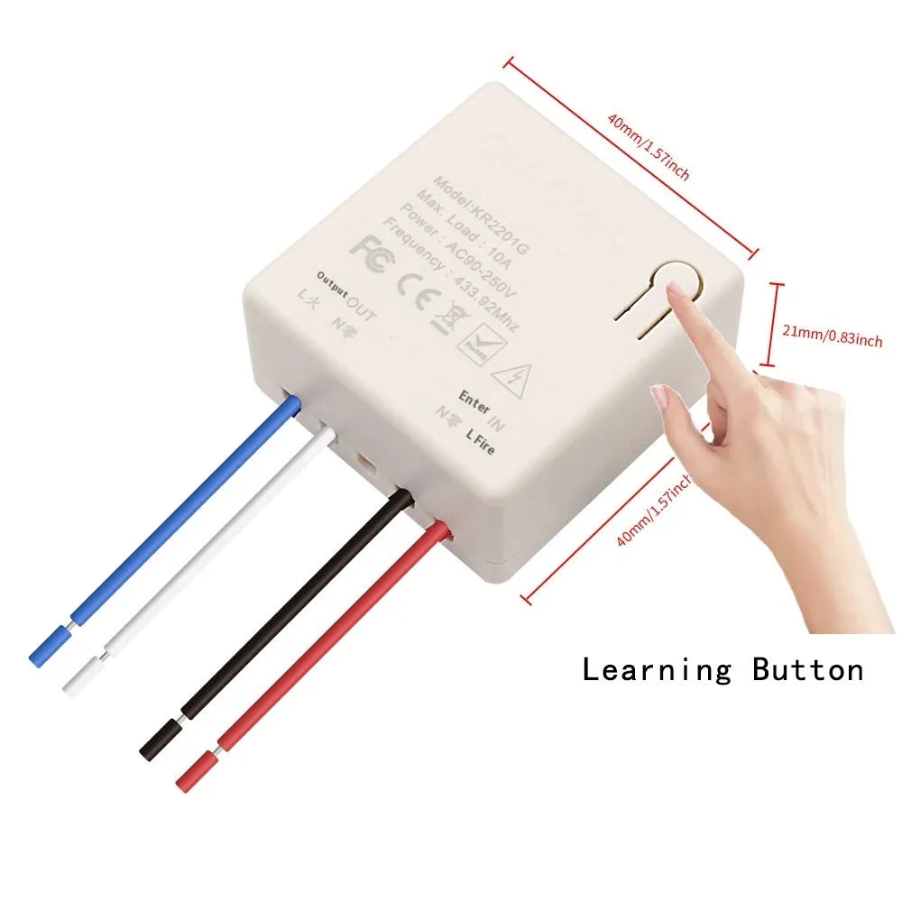 Gray mini square wireless remote receiver with 433MHz and overload protection for home use